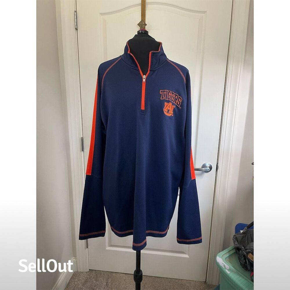 Rivalry Threads Auburn Tigers Men's Varsity Jacket L Blue/Orange 1/4 Zip